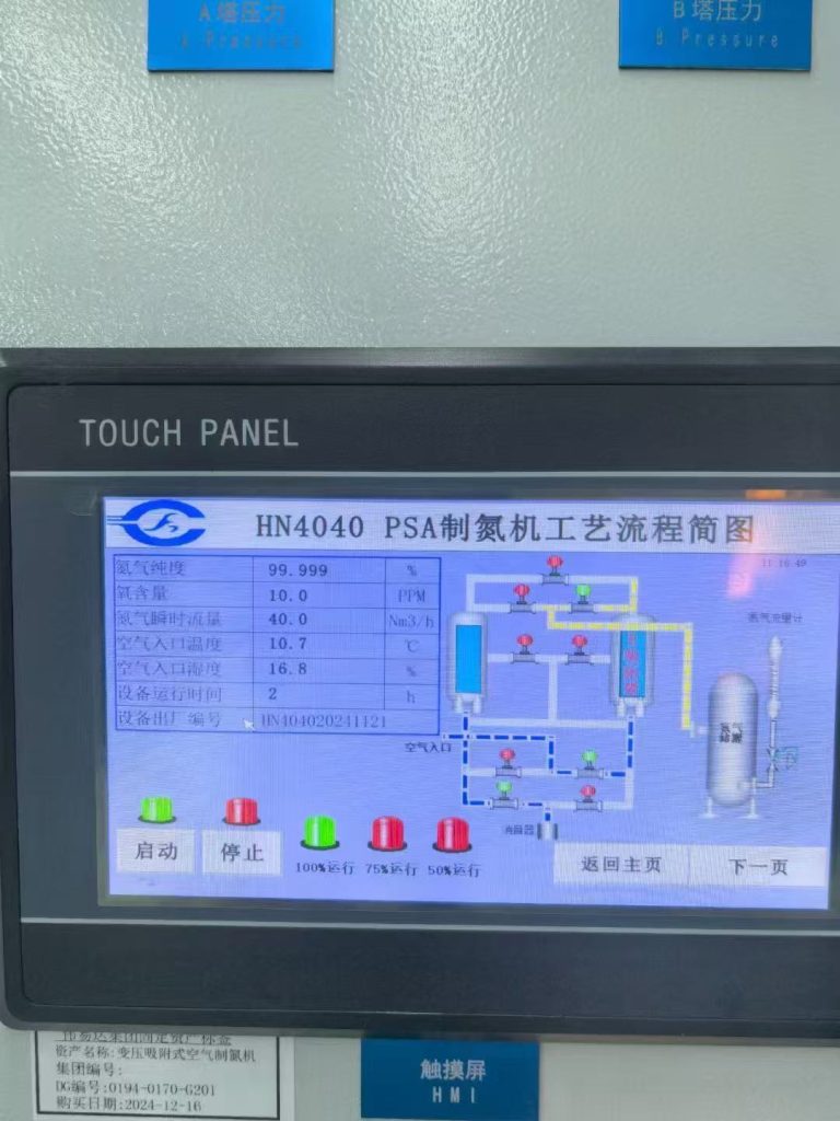 nitrogen generator system panel