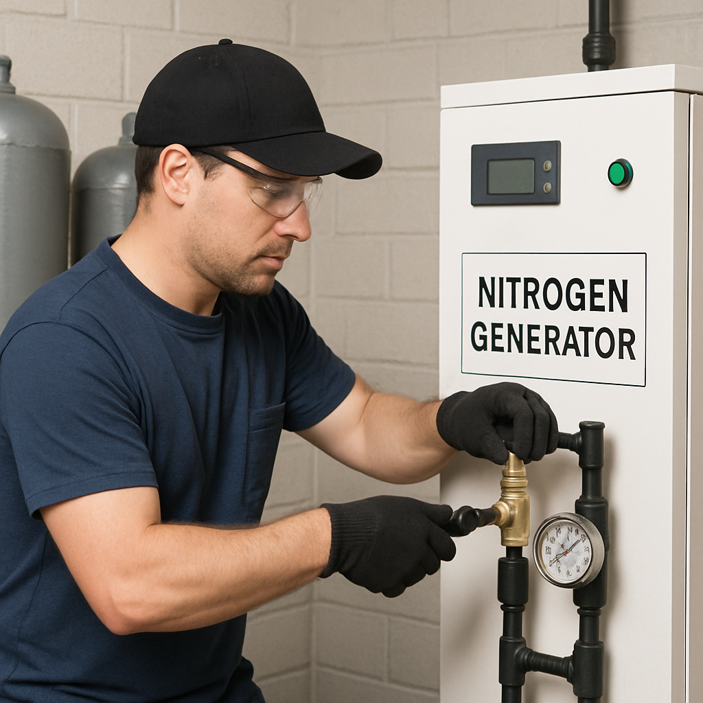 technician install the nitrogen generator