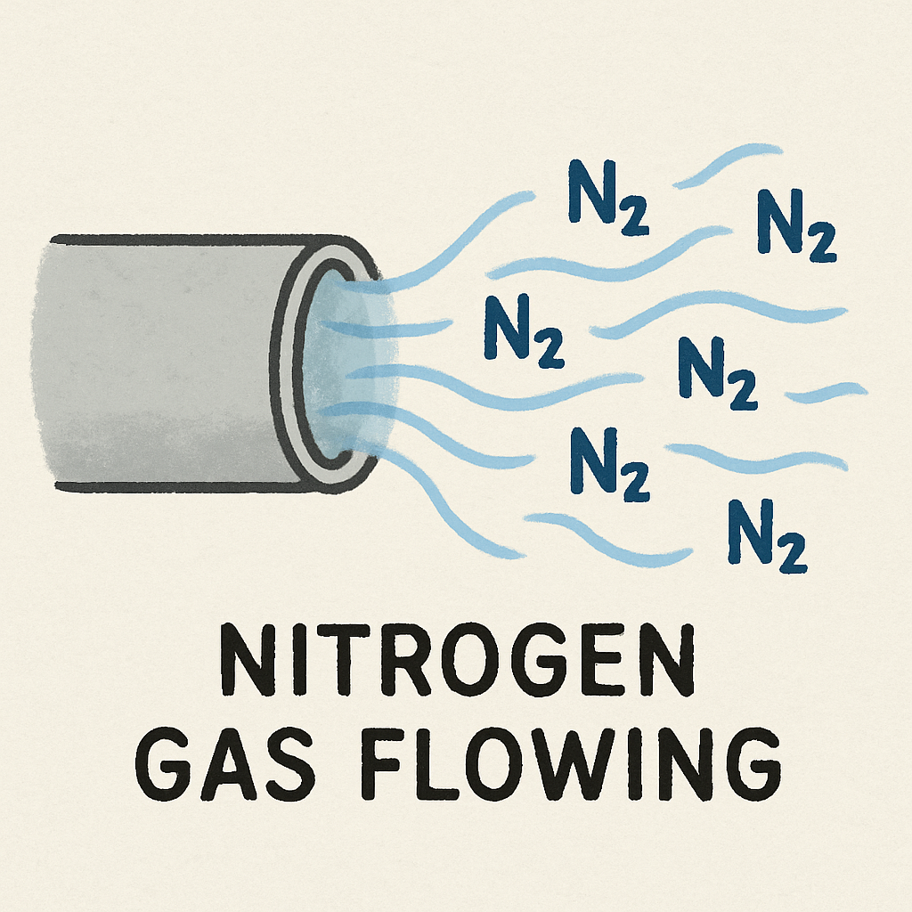 nitrogen gas flowing