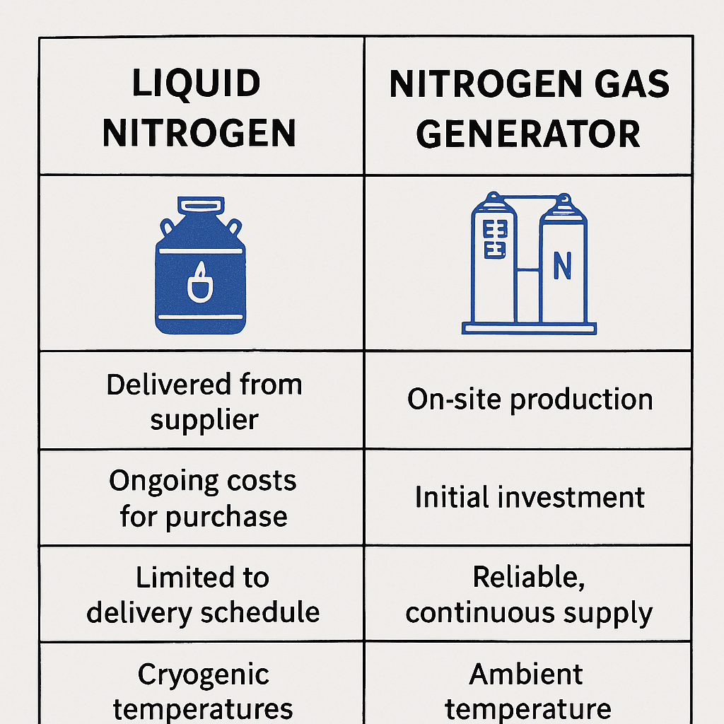 liquid nitrogen vs nitrogen gas generator