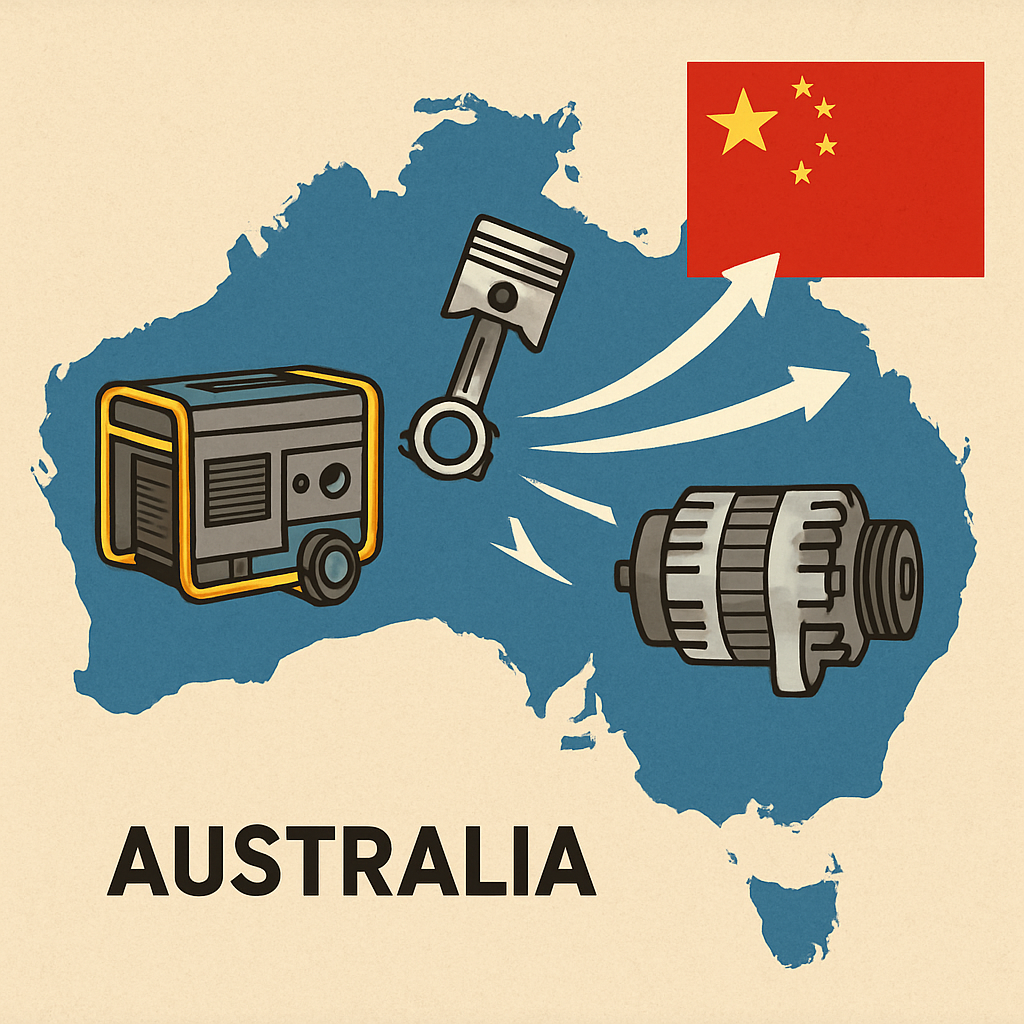 australian distribution of chinese generator parts