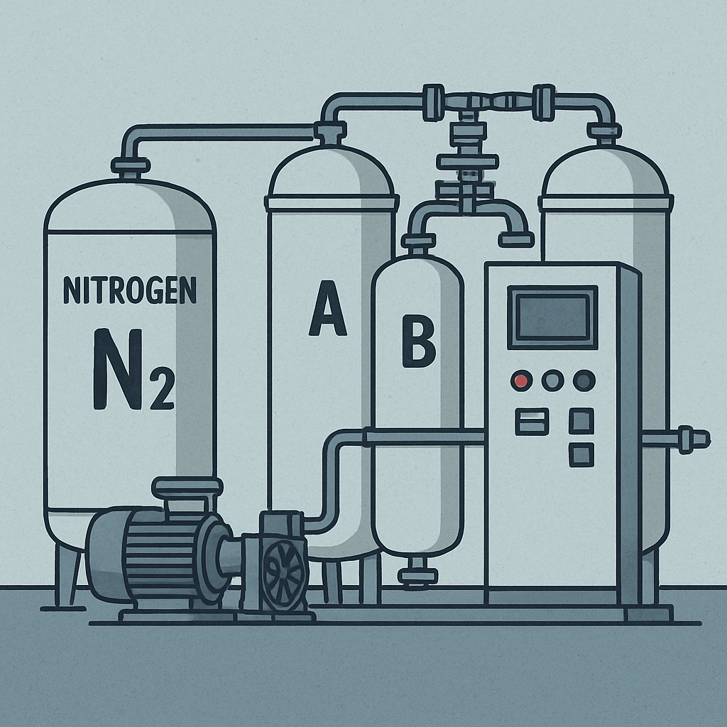 cool nitrogen gas from a generator